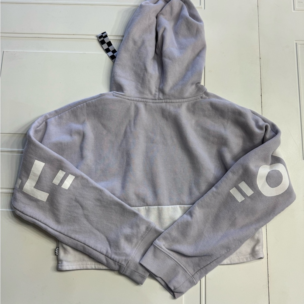 Vans Off The Wall Sz XS Purple White Cropped Hoodie Hooded Sweatshirt *See photo - Picture 6 of 8